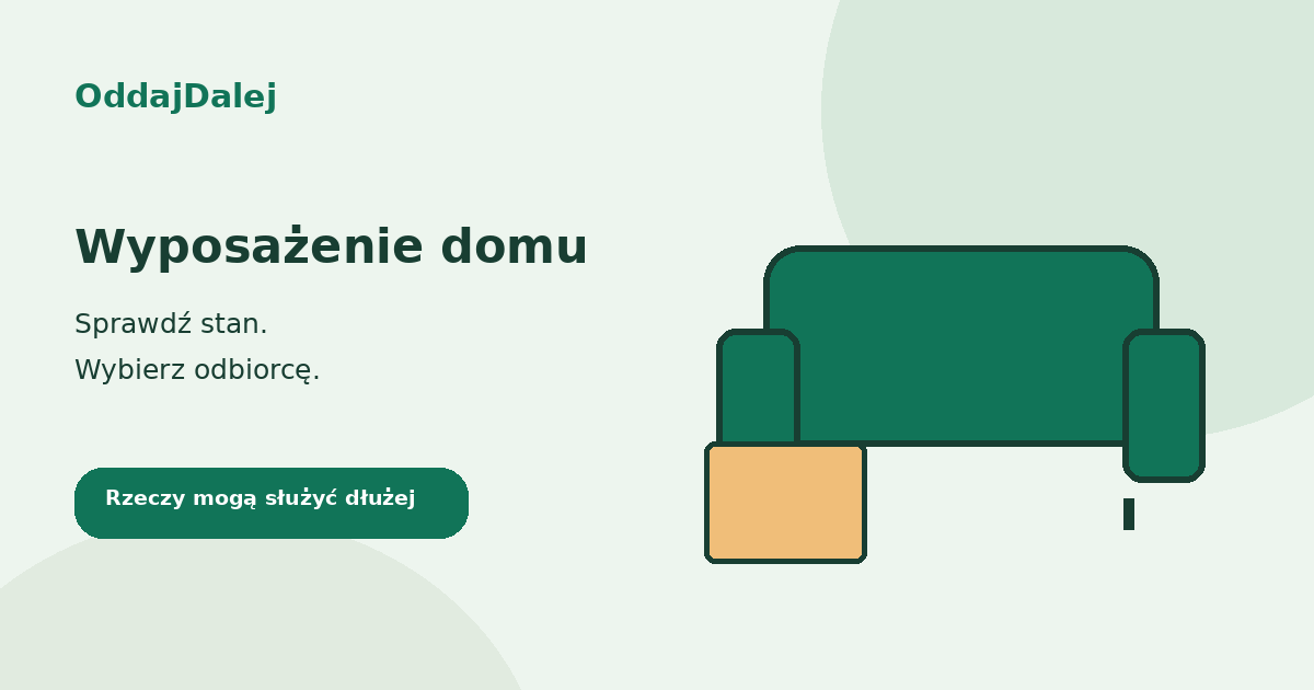 Ilustracja wyposażenia domu oraz kartonu do przekazania